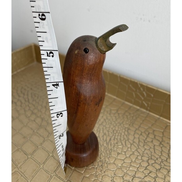 Wood Bird Standing Bottle Cap Opener Unique Brass Home Kitchen - Picture 6 of 6